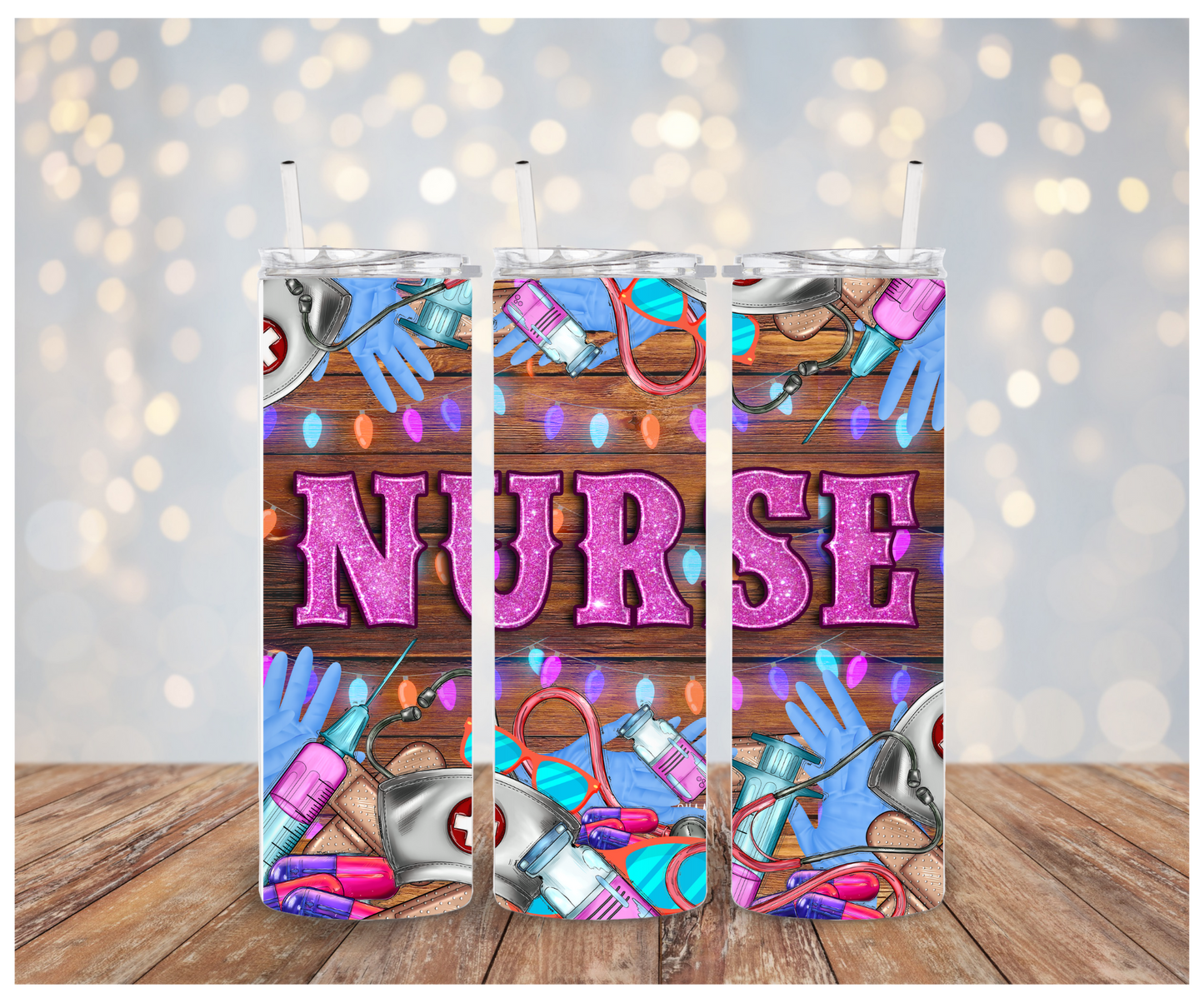 Nurse pink/purple Tumbler Sublimation Transfer