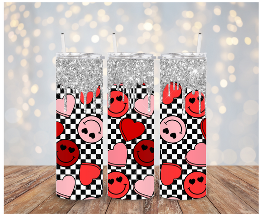 V Day Smilies Tumbler Sublimation Transfer