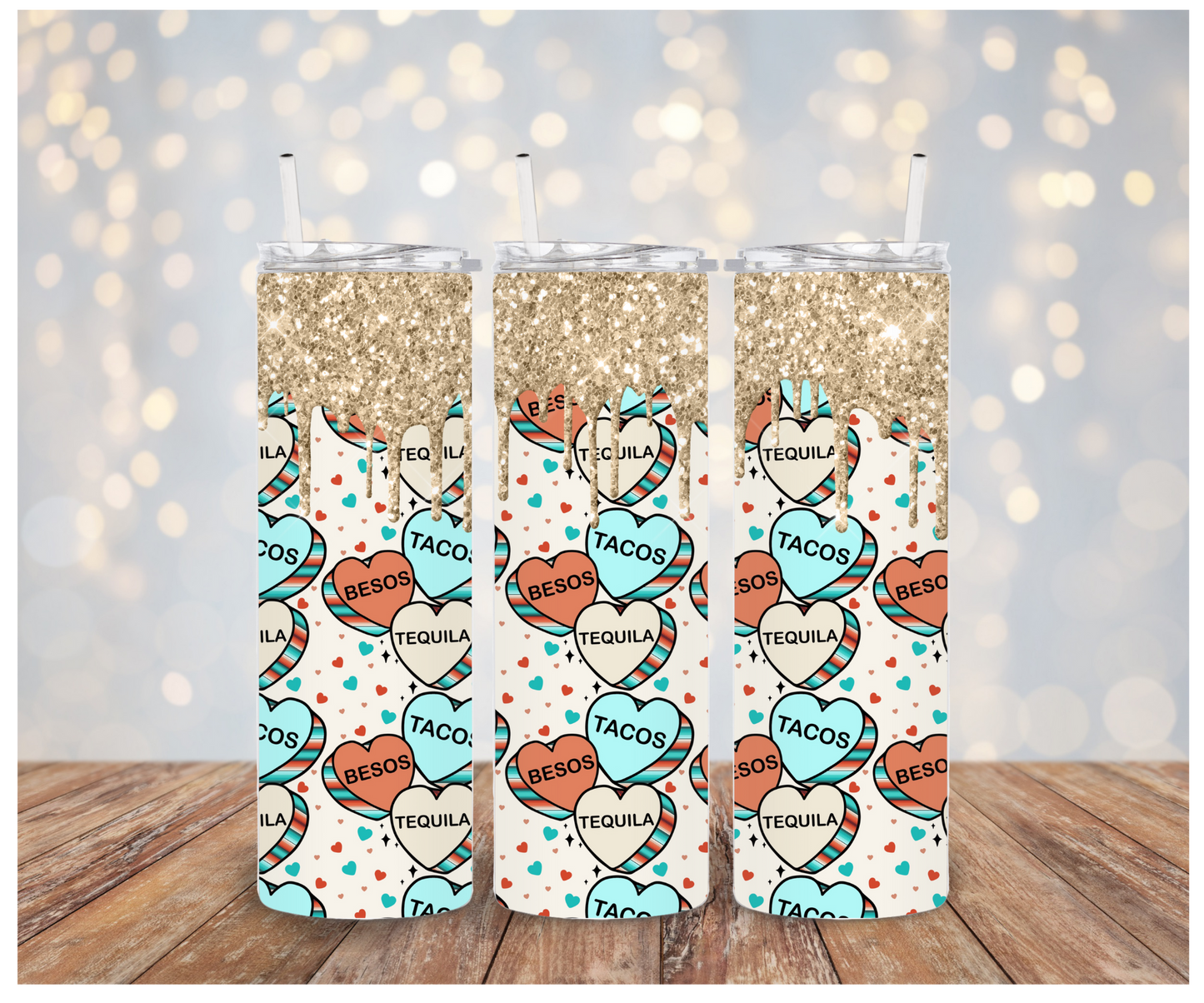 Besos Tacos Tequila Tumbler Sublimation Transfer