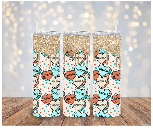 Besos Tacos Tequila Tumbler Sublimation Transfer