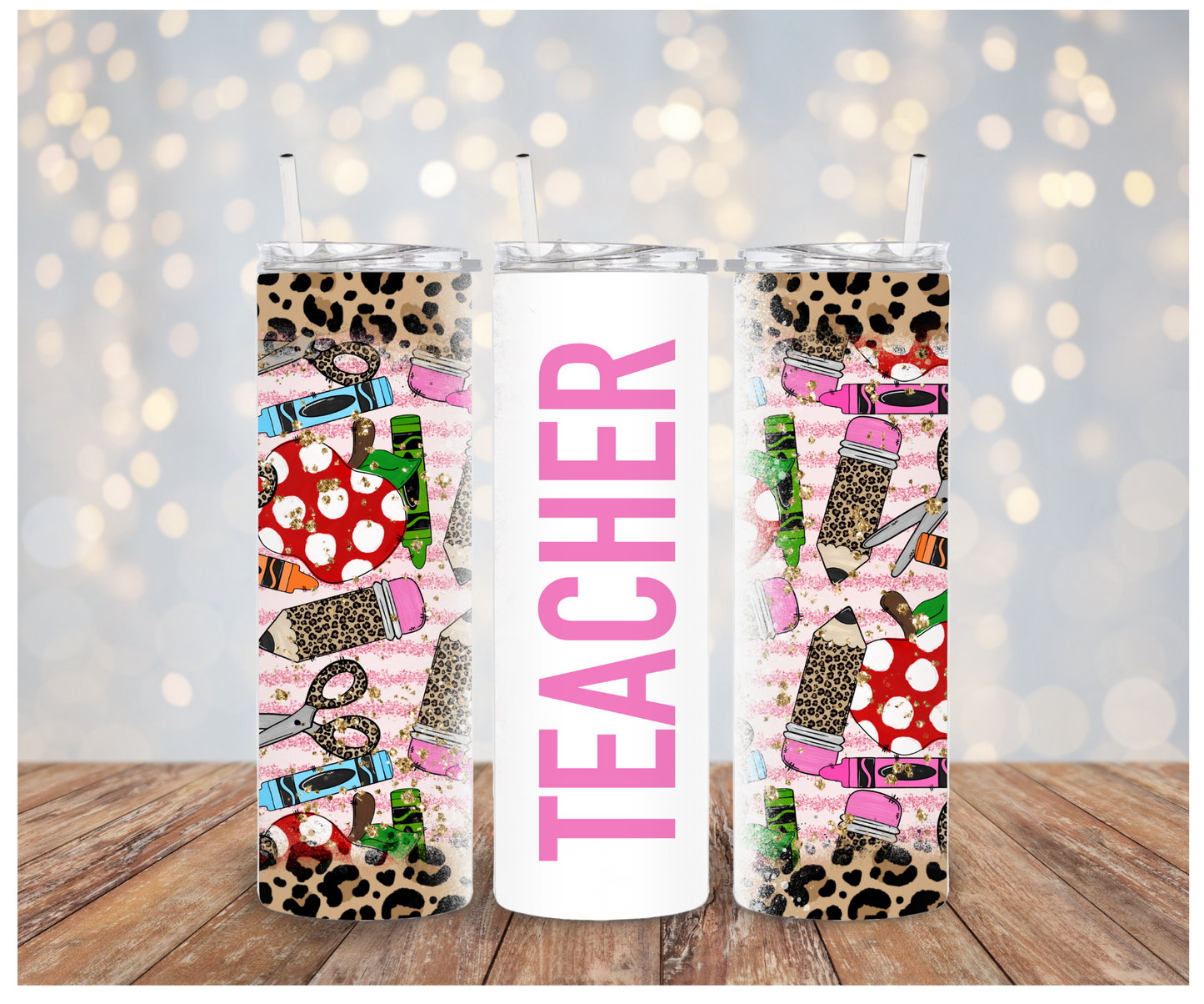 Teacher Leopard Supplies Tumbler Sublimation Transfer