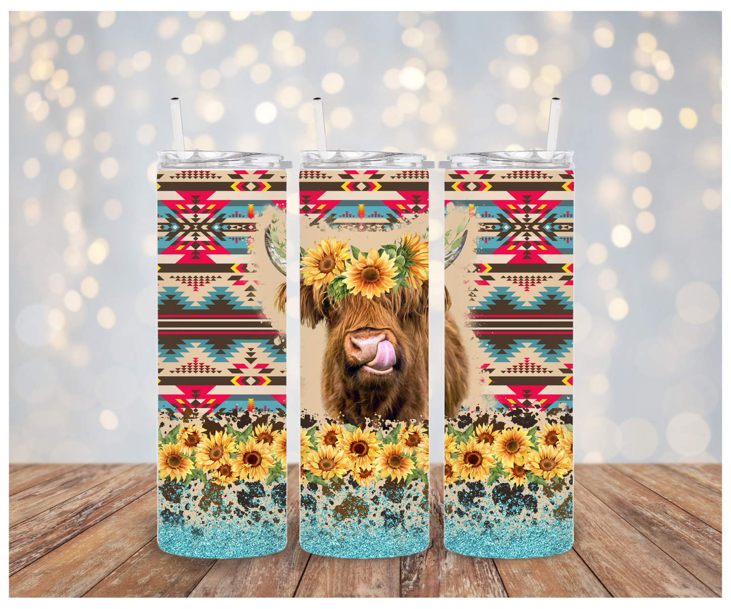 Aztec Highland Cow Vinyl Wrap