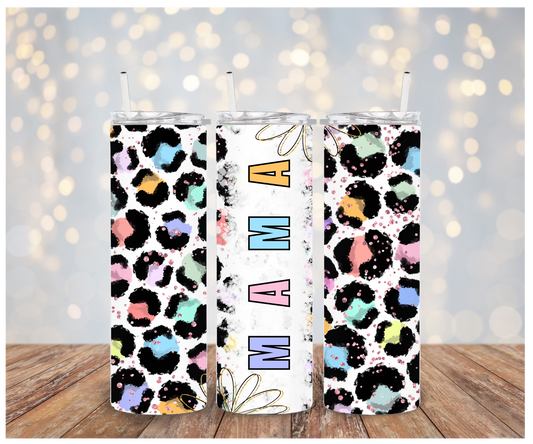 Rainbow Leopard Mama Sublimation Tumbler