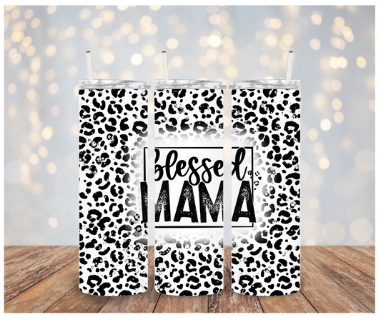 Blessed Mama Blk/white leopard Sublimation Transfer