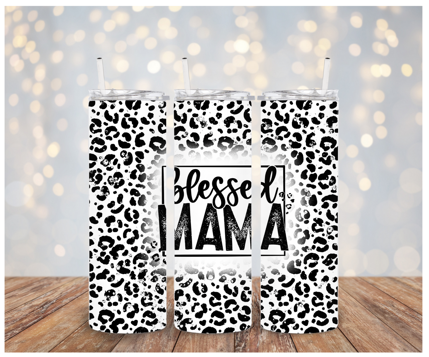 Blessed Mama Blk/white leopard Vinyl Wrap