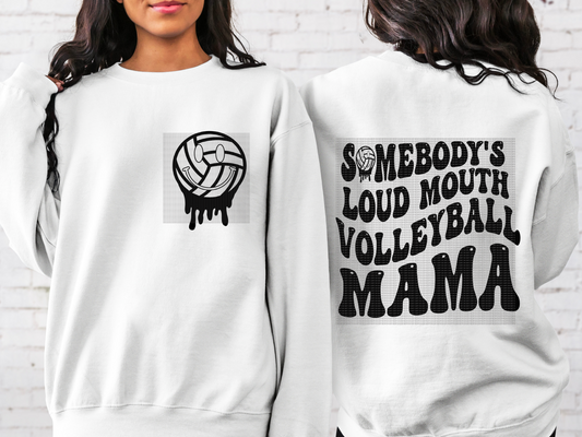 Loud Mouth Volleyball Mama (2 transfers, front and back design)