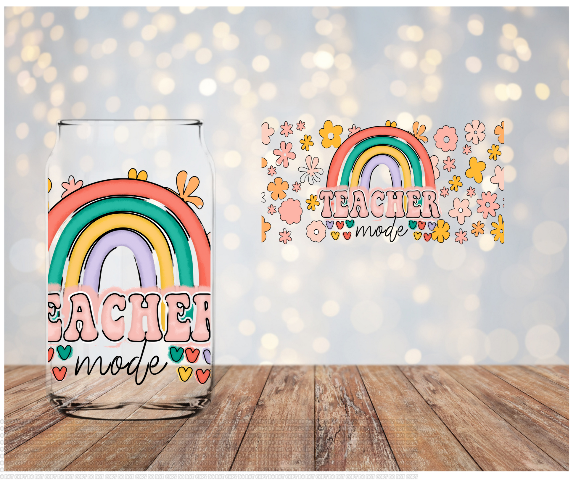 Teacher Rainbow UV DTF Cup Wrap