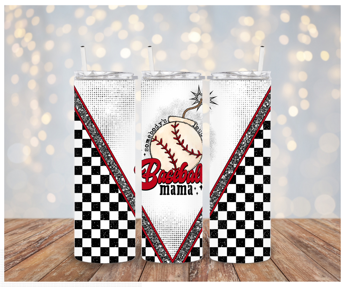 Baseball Mama Checkers Sublimation Transfer