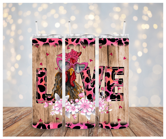 Love Chicken Tumbler Sublimation Transfer