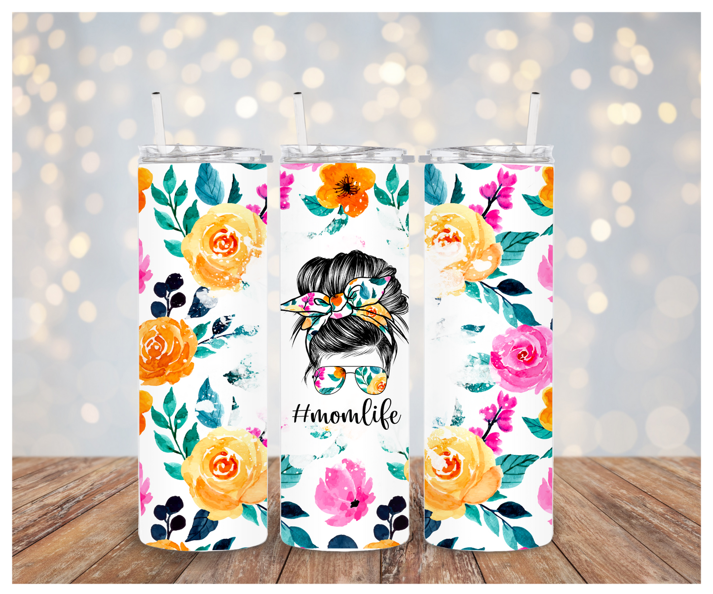 Mom Life Floral Tumbler Sublimation Transfer