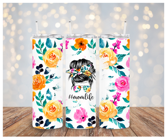 Mom Life Floral Tumbler Sublimation Transfer