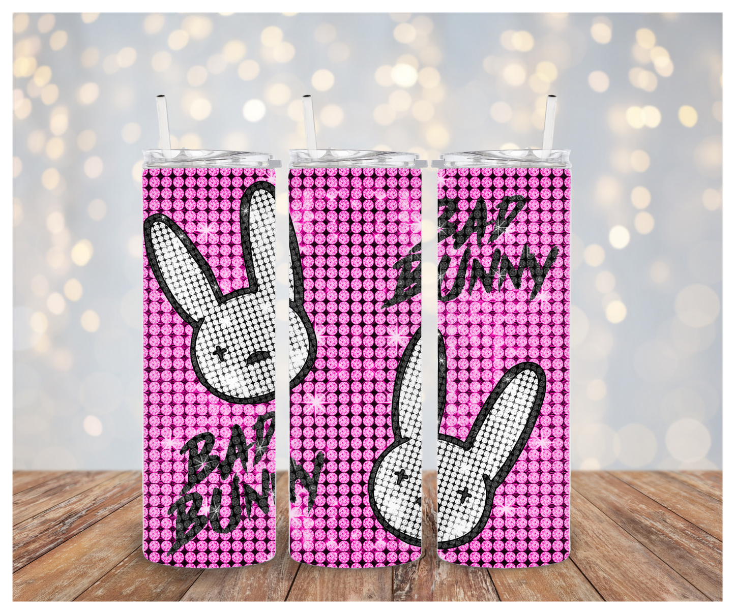 Bad Bunny Sparkle Tumbler Sublimation Transfer