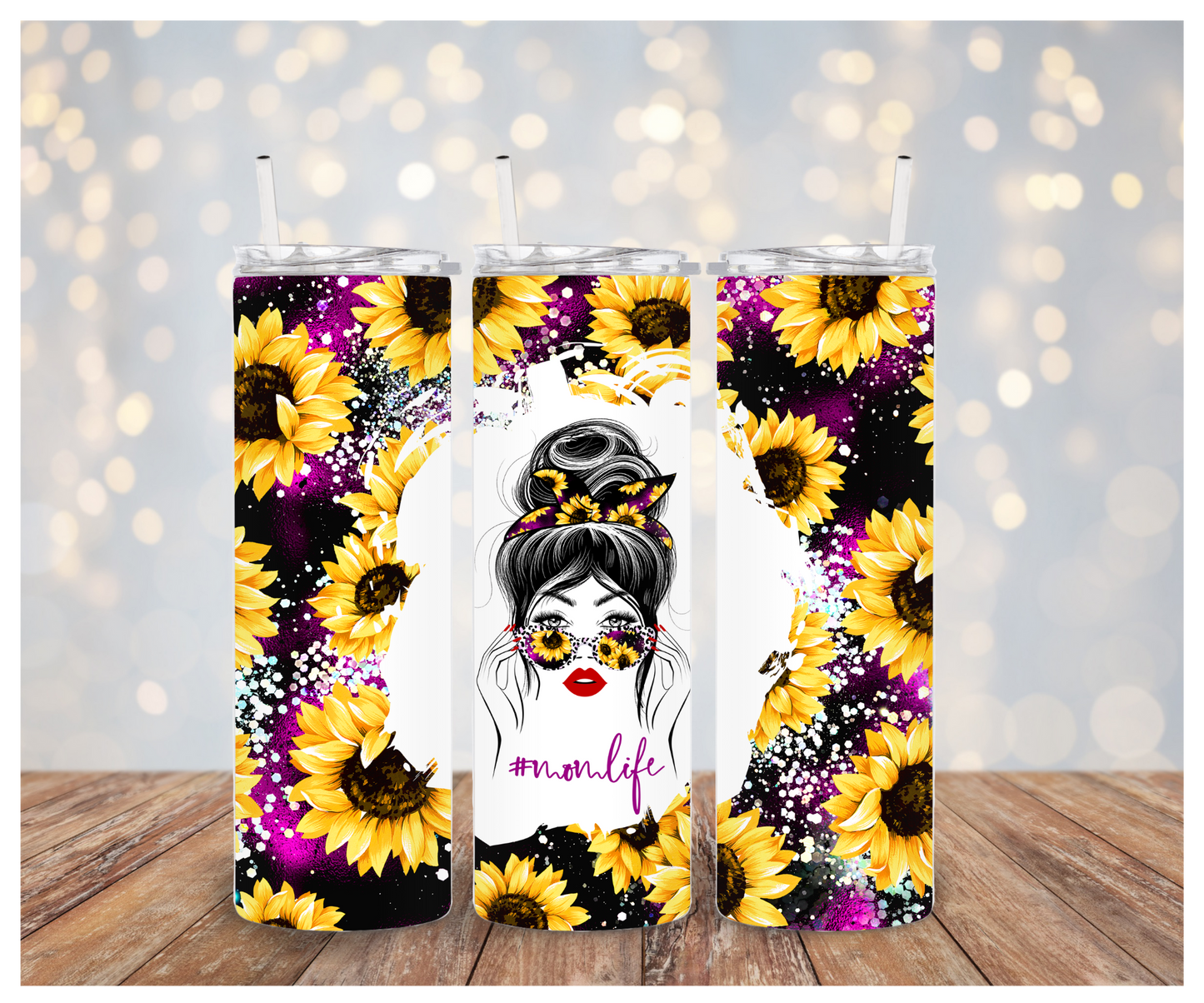 Mom life sunflower Tumbler Sublimation Transfer