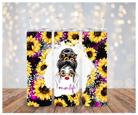 Mom life sunflower Tumbler Sublimation Transfer