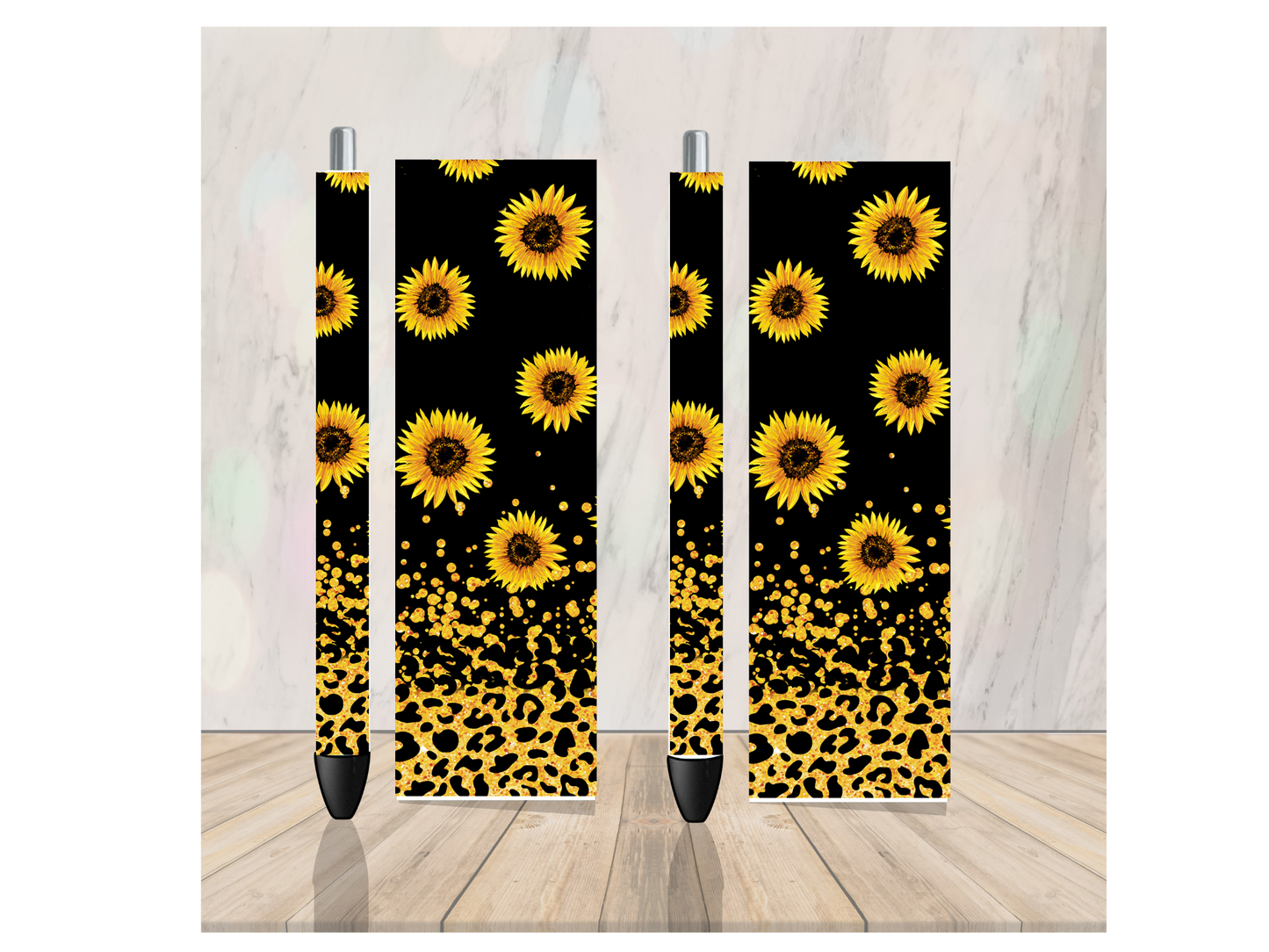 Sunflower leopard black Pen Wrap