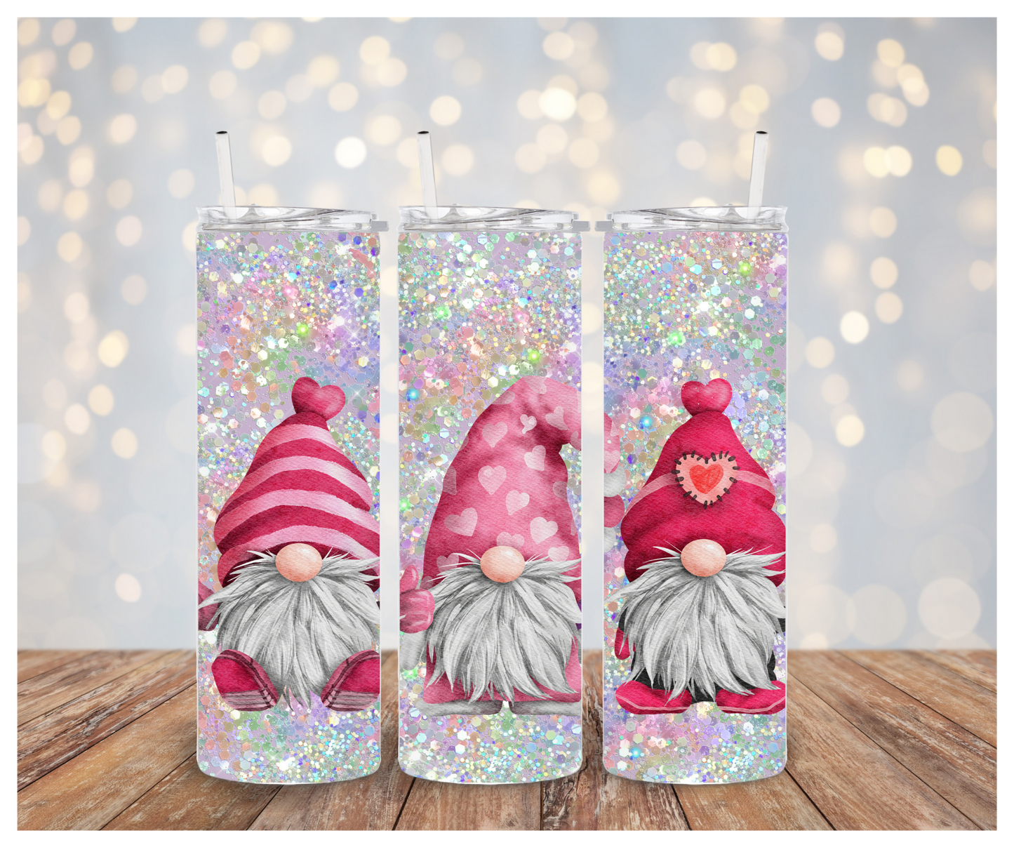 Valentine's Gnomes Tumbler Sublimation Transfer