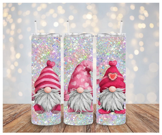 Valentine's Gnomes Tumbler Sublimation Transfer