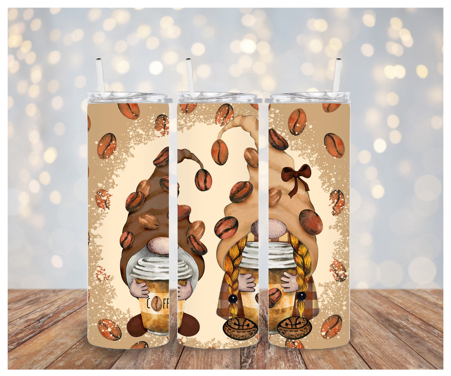 Gnomes Coffee Tumbler Sublimation Transfer