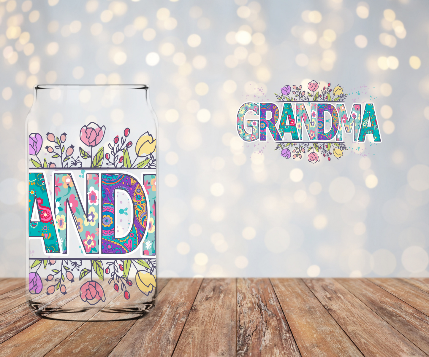 Grandma Floral   Libbey Sublimation Transfer