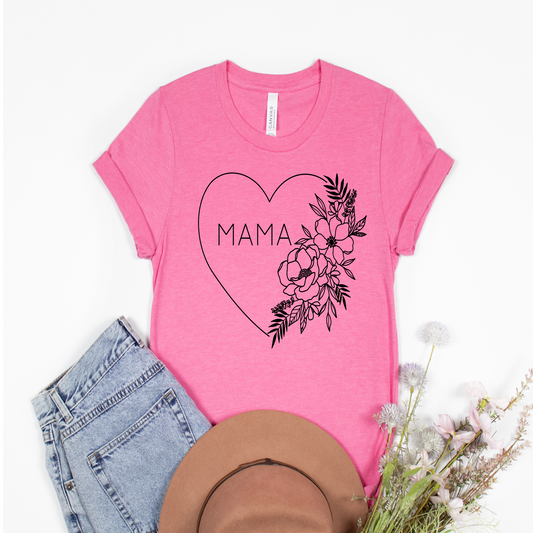 Mama Floral Heart Black Ink