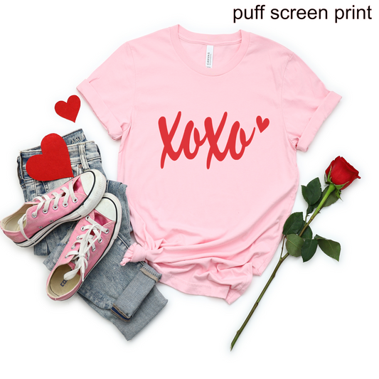 XOXO Red heart PUFF SCREEN PRINT